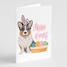 Load image into Gallery viewer, Blue Merle Cardigan Corgi Easter Greeting Cards -  Blank Note Cards – 8-Pack of Artist-Designed Cards with Envelopes