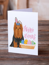 Load image into Gallery viewer, Black and Tan Full Coat Yorkshire Terrier Easter Greeting Cards -  Blank Note Cards – 8-Pack of Artist-Designed Cards with Envelopes