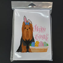 Load image into Gallery viewer, Black and Tan Full Coat Yorkshire Terrier Easter Greeting Cards -  Blank Note Cards – 8-Pack of Artist-Designed Cards with Envelopes