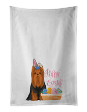 Load image into Gallery viewer, Black and Tan Full Coat Yorkshire Terrier Easter White Kitchen Towel Set of 2 Dish Towels