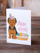 Load image into Gallery viewer, Black and Tan Puppy Cut Yorkshire Terrier Easter Greeting Cards -  Blank Note Cards – 8-Pack of Artist-Designed Cards with Envelopes