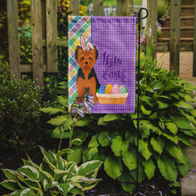 Load image into Gallery viewer, Black and Tan Puppy Cut Yorkshire Terrier Easter Garden Flag – Decorative Outdoor Yard Flag