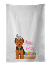 Load image into Gallery viewer, Black and Tan Puppy Cut Yorkshire Terrier Easter White Kitchen Towel Set of 2 Dish Towels