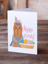 Load image into Gallery viewer, Blue and Tan Full Coat Yorkshire Terrier Easter Greeting Cards -  Blank Note Cards – 8-Pack of Artist-Designed Cards with Envelopes