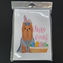 Load image into Gallery viewer, Blue and Tan Full Coat Yorkshire Terrier Easter Greeting Cards -  Blank Note Cards – 8-Pack of Artist-Designed Cards with Envelopes