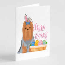 Load image into Gallery viewer, Blue and Tan Full Coat Yorkshire Terrier Easter Greeting Cards -  Blank Note Cards – 8-Pack of Artist-Designed Cards with Envelopes