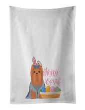 Load image into Gallery viewer, Blue and Tan Full Coat Yorkshire Terrier Easter White Kitchen Towel Set of 2 Dish Towels
