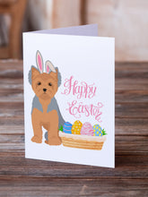 Load image into Gallery viewer, Blue and Tan Puppy Cut Yorkshire Terrier Easter Greeting Cards -  Blank Note Cards – 8-Pack of Artist-Designed Cards with Envelopes