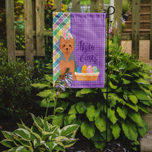 Load image into Gallery viewer, Blue and Tan Puppy Cut Yorkshire Terrier Easter Garden Flag – Decorative Outdoor Yard Flag
