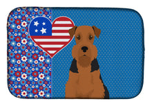 Load image into Gallery viewer, Black and Tan Airedale Terrier USA American Dish Drying Mat – Absorbent, Artistic Kitchen Essentials