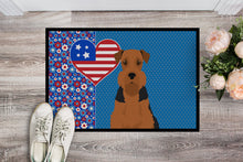 Load image into Gallery viewer, Black and Tan Airedale Terrier USA American Doormat - 24x36 Decorative Floor Mat – Indoor/Outdoor Rug with Artistic Flair