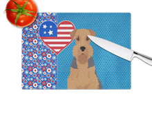 Load image into Gallery viewer, Grizzle and Tan Airedale Terrier USA American Glass Cutting Boards – Durable, Decorative Kitchen Art Large