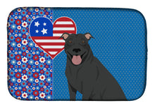 Load image into Gallery viewer, Black Pit Bull Terrier USA American Dish Drying Mat – Absorbent, Artistic Kitchen Essentials
