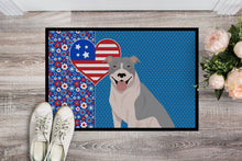 Load image into Gallery viewer, Blue and White Pit Bull Terrier USA American Doormat - 24x36 Decorative Floor Mat – Indoor/Outdoor Rug with Artistic Flair