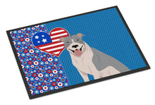 Load image into Gallery viewer, Blue and White Pit Bull Terrier USA American Doormat - 24x36 Decorative Floor Mat – Indoor/Outdoor Rug with Artistic Flair