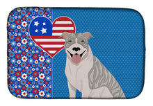 Load image into Gallery viewer, Blue Brindle Pit Bull Terrier USA American Dish Drying Mat – Absorbent, Artistic Kitchen Essentials