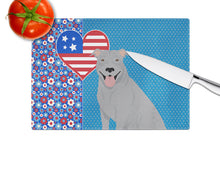 Load image into Gallery viewer, Blue Pit Bull Terrier USA American Glass Cutting Boards – Durable, Decorative Kitchen Art Large