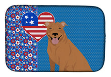 Load image into Gallery viewer, Red Pit Bull Terrier USA American Dish Drying Mat – Absorbent, Artistic Kitchen Essentials