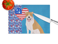 Load image into Gallery viewer, Red and White Pit Bull Terrier USA American Glass Cutting Boards – Durable, Decorative Kitchen Art Large