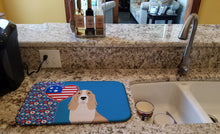 Load image into Gallery viewer, Lemon and White Tricolor Basset Hound USA American Dish Drying Mat – Absorbent, Artistic Kitchen Essentials