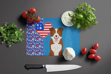 Load image into Gallery viewer, Red and White Border Collie USA American Glass Cutting Boards – Durable, Decorative Kitchen Art Large