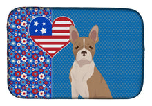 Load image into Gallery viewer, Fawn Boston Terrier USA American Dish Drying Mat – Absorbent, Artistic Kitchen Essentials