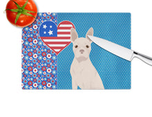 Load image into Gallery viewer, White Boston Terrier USA American Glass Cutting Boards – Durable, Decorative Kitchen Art Large