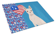 Load image into Gallery viewer, White Boston Terrier USA American Glass Cutting Boards – Durable, Decorative Kitchen Art Large