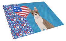 Load image into Gallery viewer, Brindle Boston Terrier USA American Glass Cutting Boards – Durable, Decorative Kitchen Art Large