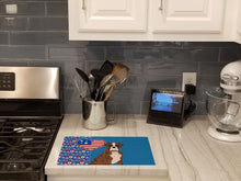 Load image into Gallery viewer, Natural Eared Red Brindle Boxer USA American Glass Cutting Boards – Durable, Decorative Kitchen Art Large
