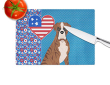 Load image into Gallery viewer, Natural Eared Red Brindle Boxer USA American Glass Cutting Boards – Durable, Decorative Kitchen Art Large