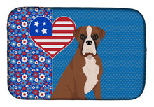 Load image into Gallery viewer, Natural Eared Red Fawn Boxer USA American Dish Drying Mat – Absorbent, Artistic Kitchen Essentials