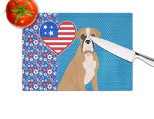 Load image into Gallery viewer, Natural Eared Fawn Boxer USA American Glass Cutting Boards – Durable, Decorative Kitchen Art Large