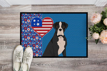 Load image into Gallery viewer, Natural Eared Black Boxer USA American Doormat - 24x36 Decorative Floor Mat – Indoor/Outdoor Rug with Artistic Flair
