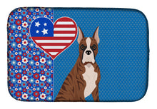 Load image into Gallery viewer, Red Brindle Boxer USA American Dish Drying Mat – Absorbent, Artistic Kitchen Essentials