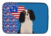 Load image into Gallery viewer, Tricolor Cavalier Spaniel USA American Dish Drying Mat – Absorbent, Artistic Kitchen Essentials