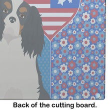 Load image into Gallery viewer, Tricolor Cavalier Spaniel USA American Glass Cutting Boards – Durable, Decorative Kitchen Art Large