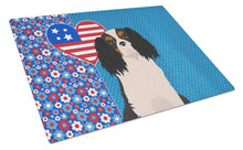 Load image into Gallery viewer, Tricolor Cavalier Spaniel USA American Glass Cutting Boards – Durable, Decorative Kitchen Art Large