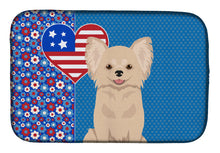Load image into Gallery viewer, Longhaired Cream Chihuahua USA American Dish Drying Mat – Absorbent, Artistic Kitchen Essentials