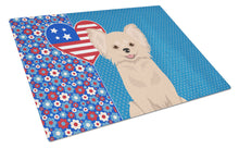 Load image into Gallery viewer, Longhaired Cream Chihuahua USA American Glass Cutting Boards – Durable, Decorative Kitchen Art Large