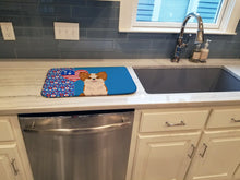 Load image into Gallery viewer, Longhaired Red and White Chihuahua USA American Dish Drying Mat – Absorbent, Artistic Kitchen Essentials