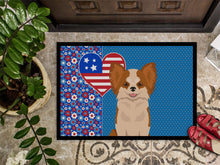 Load image into Gallery viewer, Longhaired Red and White Chihuahua USA American Doormat - 24x36 Decorative Floor Mat – Indoor/Outdoor Rug with Artistic Flair