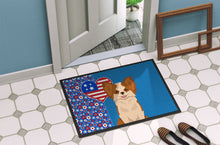 Load image into Gallery viewer, Longhaired Red and White Chihuahua USA American Doormat - 24x36 Decorative Floor Mat – Indoor/Outdoor Rug with Artistic Flair