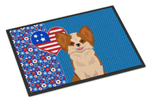 Load image into Gallery viewer, Longhaired Red and White Chihuahua USA American Doormat - 24x36 Decorative Floor Mat – Indoor/Outdoor Rug with Artistic Flair