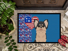 Load image into Gallery viewer, Longhaired Black and White Chihuahua USA American Doormat - 24x36 Decorative Floor Mat – Indoor/Outdoor Rug with Artistic Flair