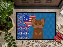 Load image into Gallery viewer, Longhaired Chocolate and Tan Chihuahua USA American Doormat - 24x36 Decorative Floor Mat – Indoor/Outdoor Rug with Artistic Flair
