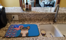 Load image into Gallery viewer, Longhaired Black and Tan Chihuahua USA American Dish Drying Mat – Absorbent, Artistic Kitchen Essentials