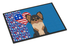 Load image into Gallery viewer, Longhaired Black and Tan Chihuahua USA American Doormat - 24x36 Decorative Floor Mat – Indoor/Outdoor Rug with Artistic Flair