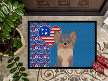 Load image into Gallery viewer, Longhaired Blue and Tan Chihuahua USA American Doormat - 24x36 Decorative Floor Mat – Indoor/Outdoor Rug with Artistic Flair