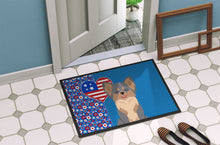 Load image into Gallery viewer, Longhaired Blue and Tan Chihuahua USA American Doormat - 24x36 Decorative Floor Mat – Indoor/Outdoor Rug with Artistic Flair